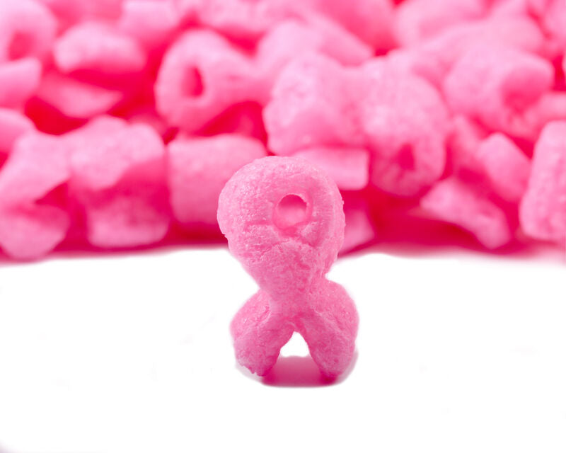 Biologisch abbaubare FunPak®-Verpackung in Form eines rosafarbenen Bandes