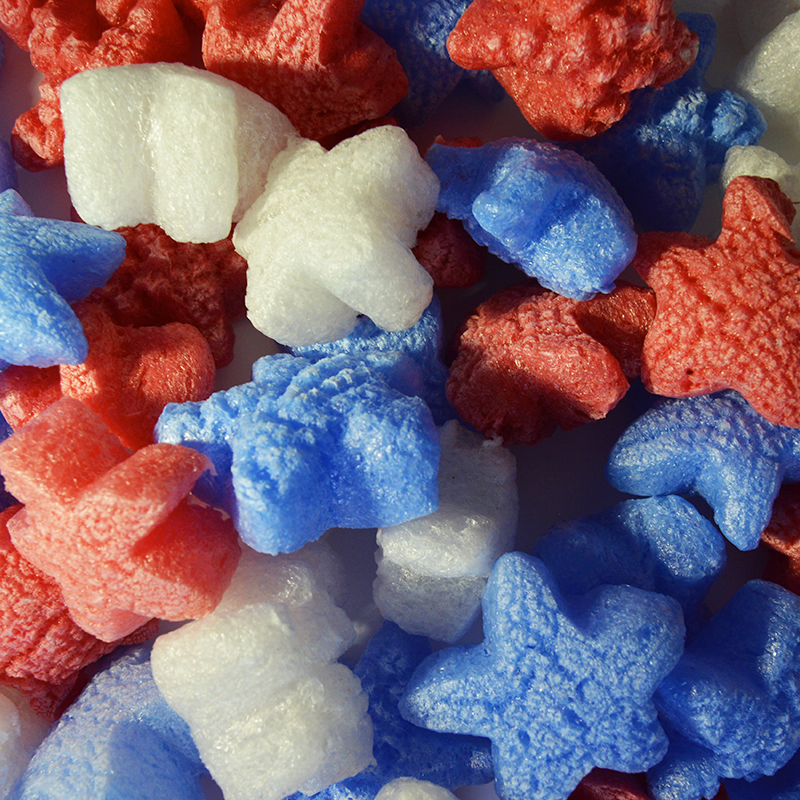 FunPak® Biodegradable Red White & Blue Star Shaped Packaging