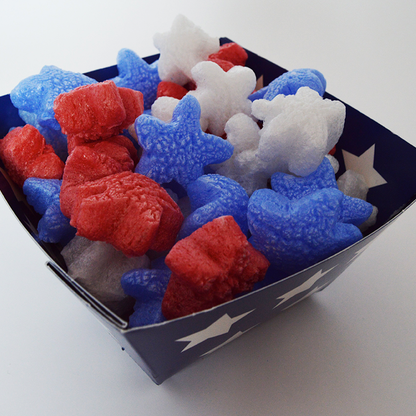 FunPak® Biodegradable Red White & Blue Star Shaped Packaging